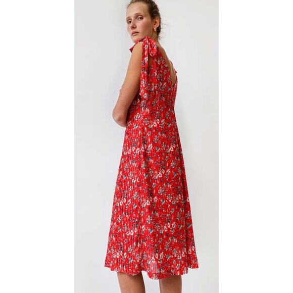 No. 6 Store Siene A-Line Tie Dress in Red Wisteria Floral Print Size Large - Picture 5 of 9